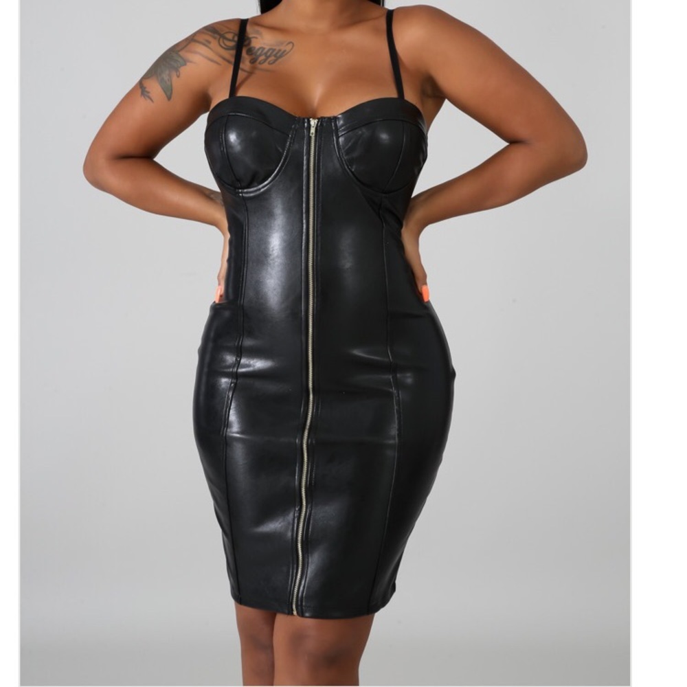 Leather look dress